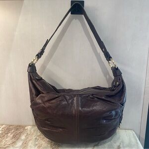 Hogan Made in Italy Brown Leather Hobo Shoulder Bag — DU 17 tag